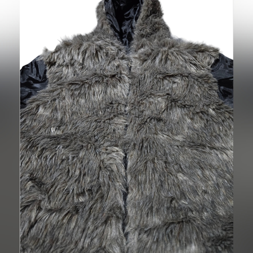 Black Hooded Outerwear Womens L Parka 4 In 1 Removable Liner Reversible Faux Fur - Picture 14 of 14